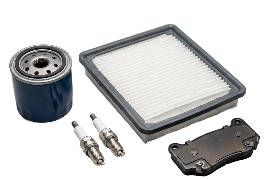 Filtro de óleo, velas, filtro de ar e pastilha de freio, novos
